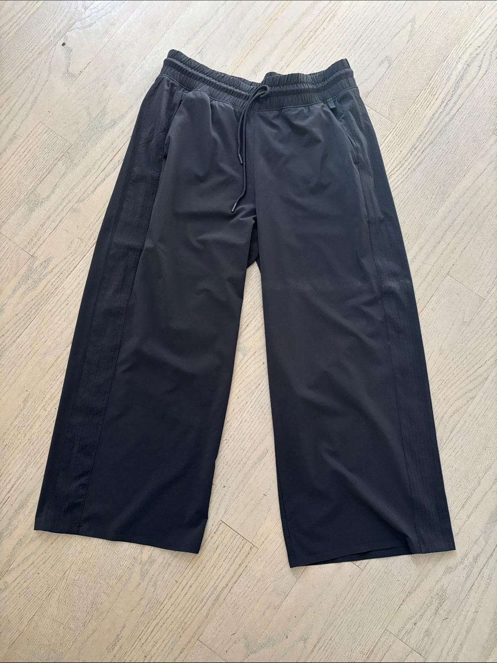 Womens Athleta Black Wide-Leg Drawstring Pants